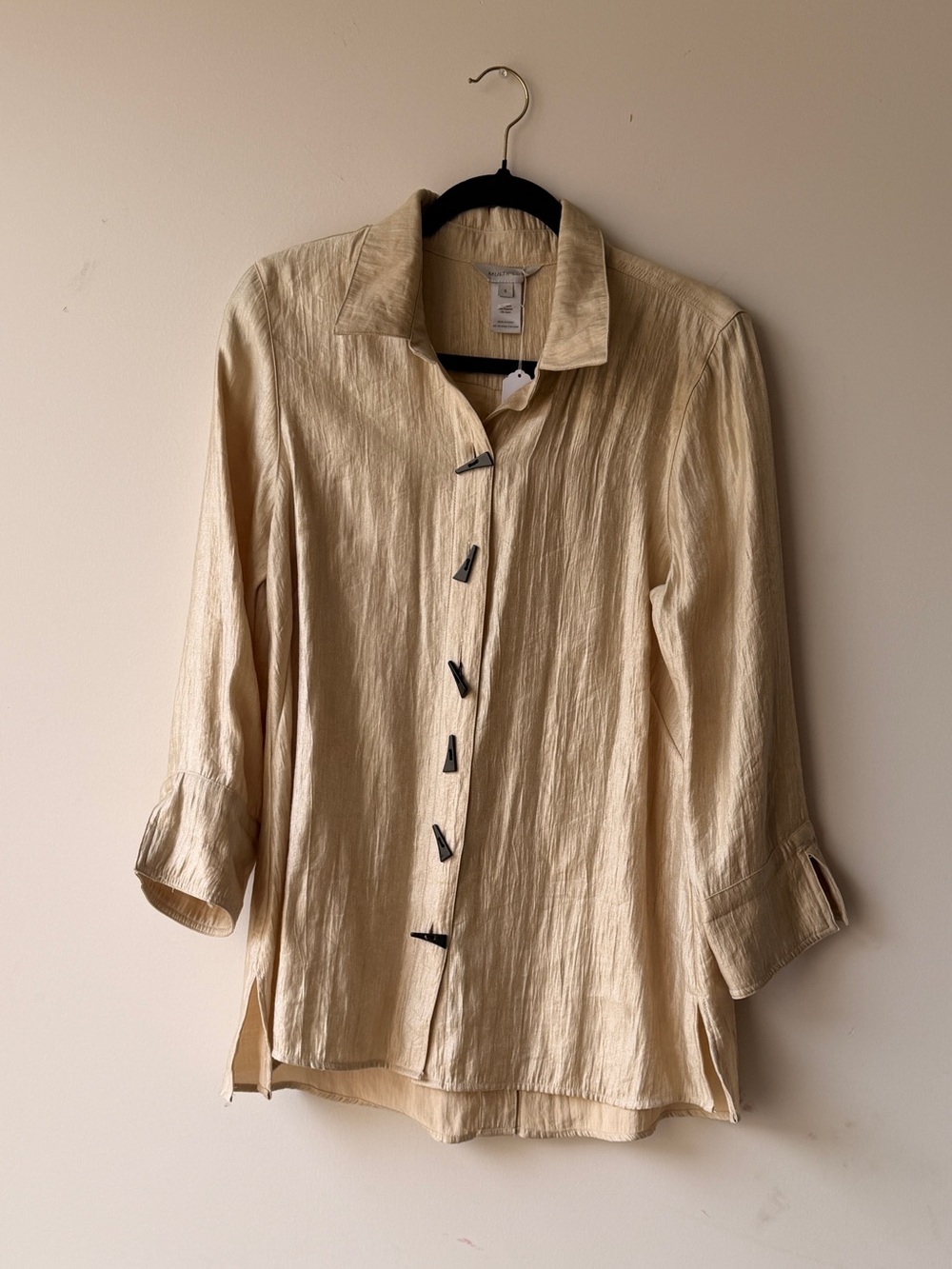 Multiples Cream Button-Front Casual Shirt